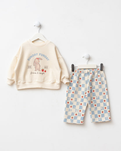 SUNDAY FUNDAY Pants & Sweater Set - Pink/Red/Blue - 6M-2Y