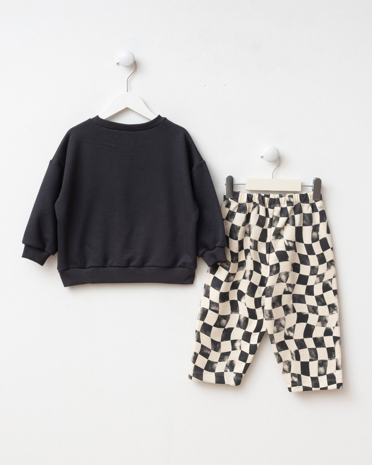 SNUGGLES Checkered Pants & Sweater Set - Anthracite/Brown - 6M-2Y