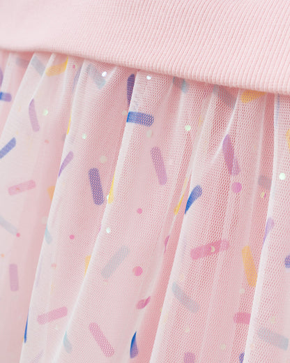 Dress Tulle with Sprinkles Print Detail - 3-7Y