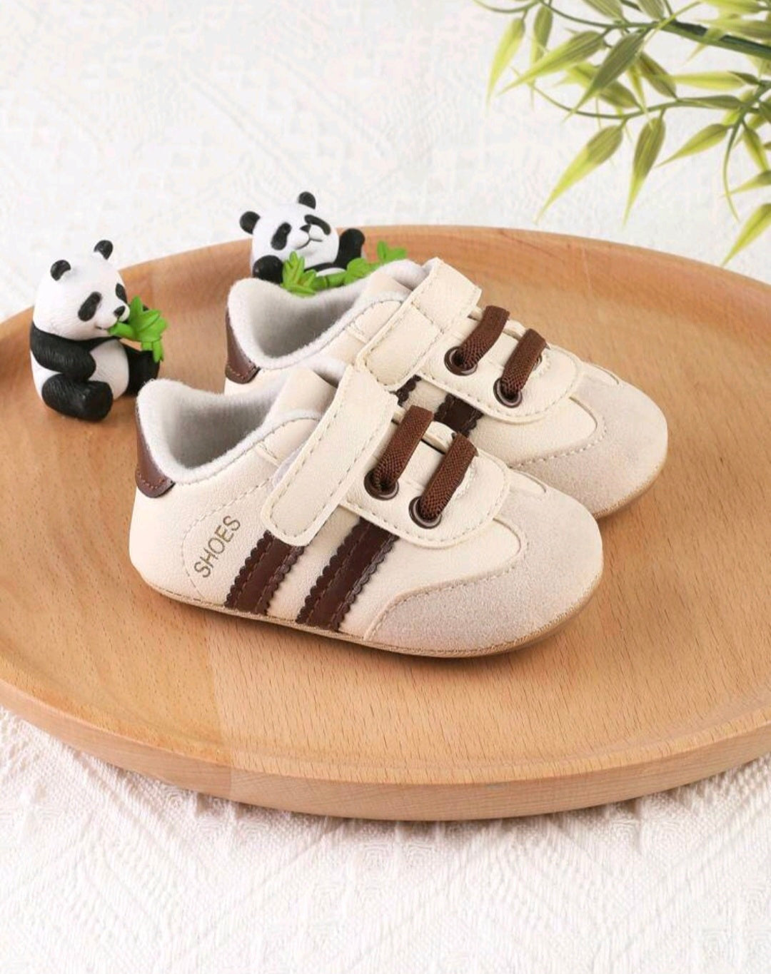 Sneakers with Coffee Brown Stripes