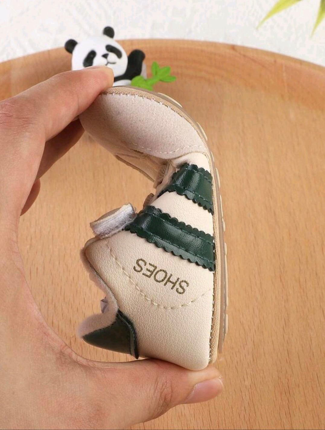 Sneakers with Dark Green Stripes