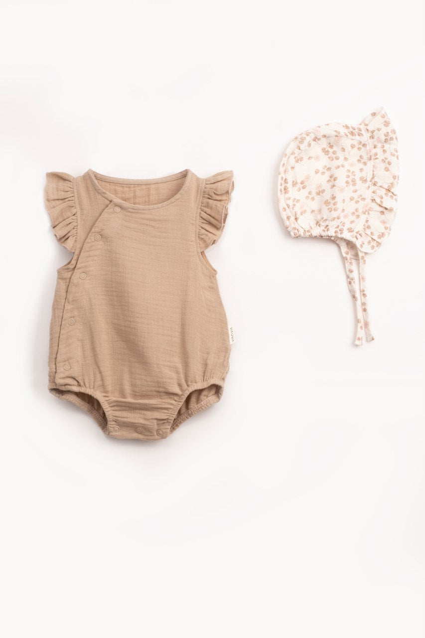 Muslin Flutter-Sleeve Baby Romper