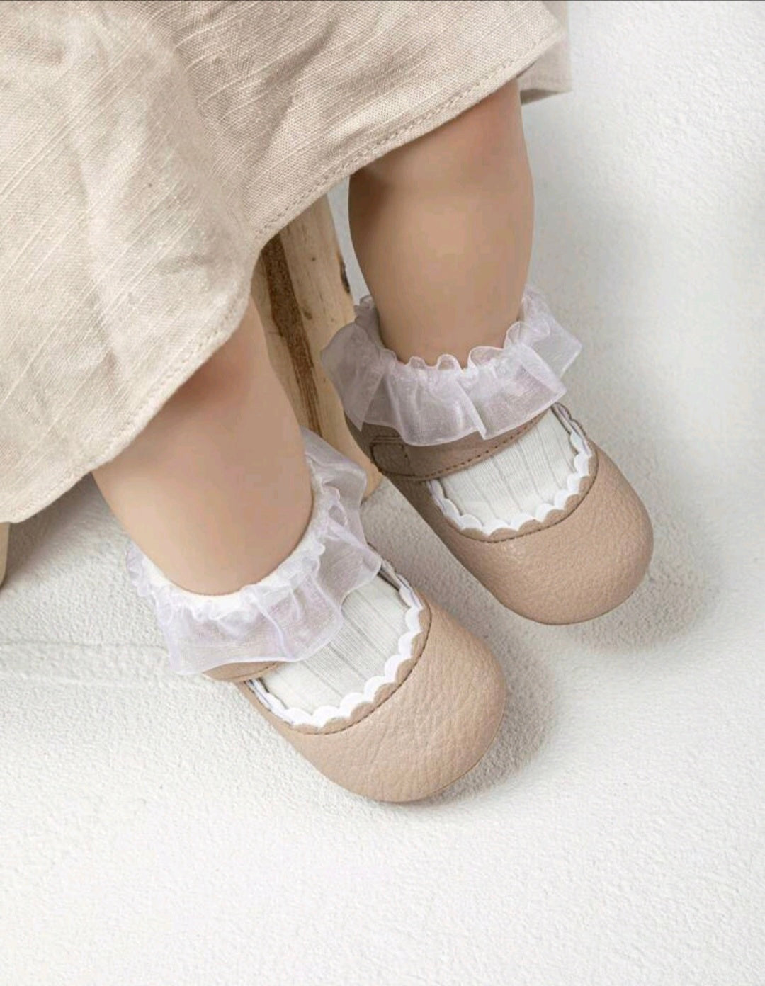 Leather Ballerina - Ecru