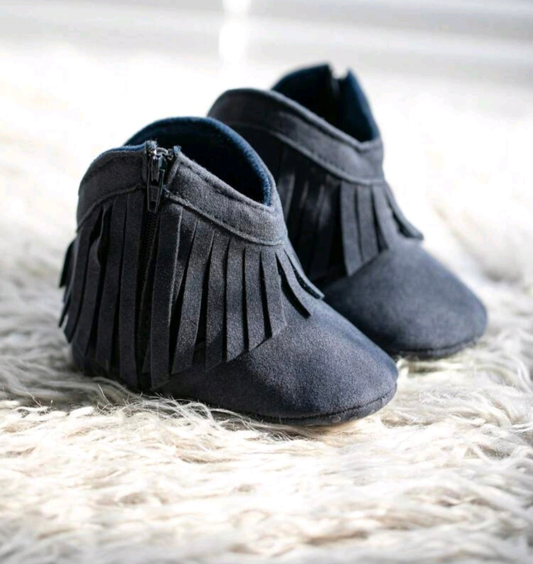 Cowboy Style Ankle Boots - Navy Blue