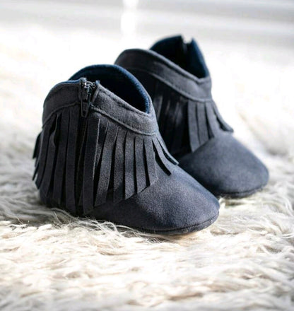 Cowboy Style Ankle Boots - Navy Blue