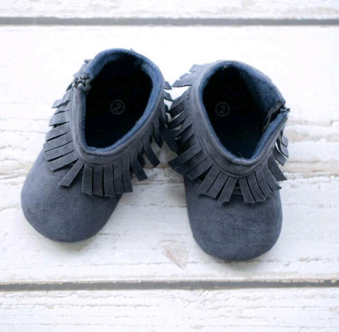 Cowboy Style Ankle Boots - Navy Blue