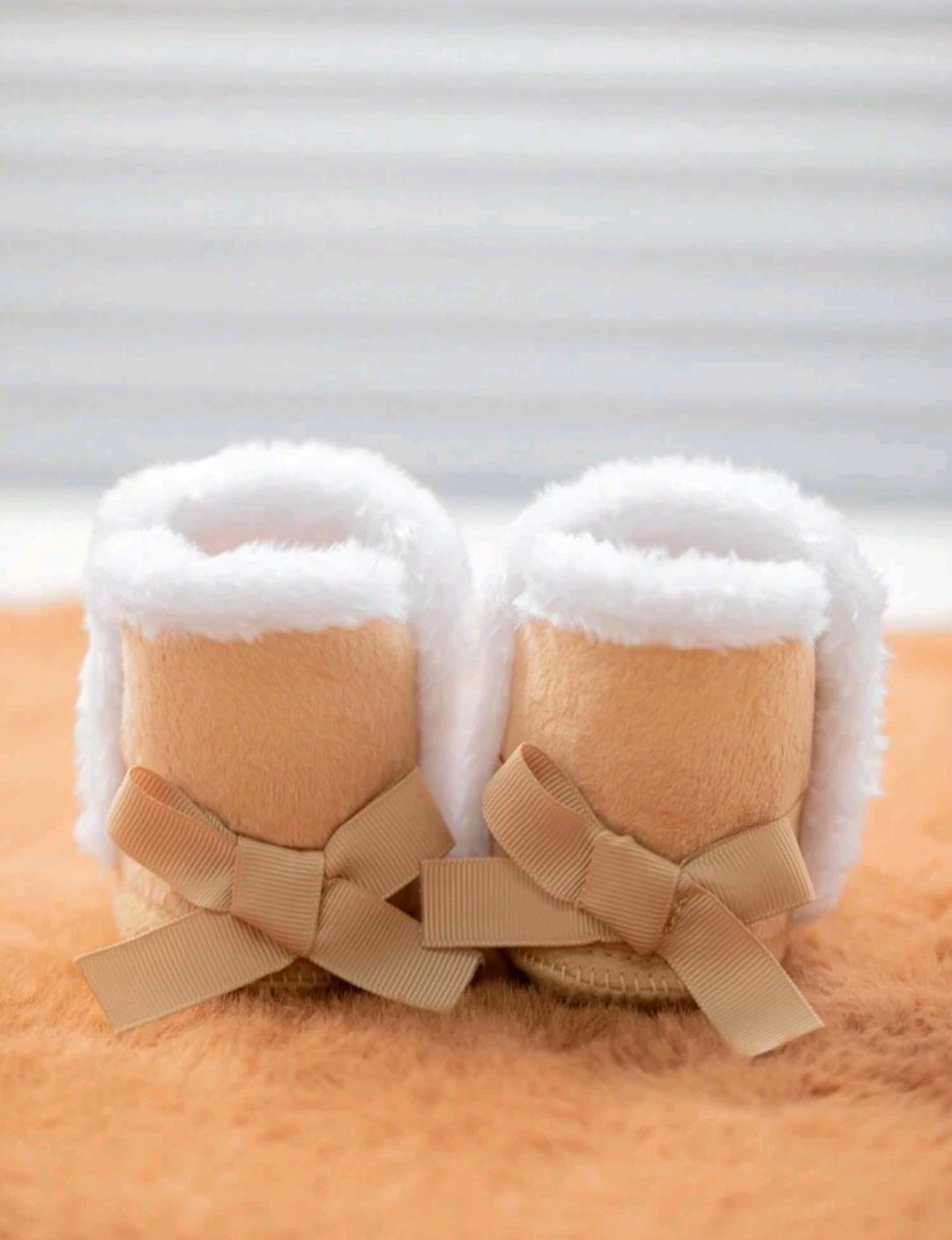 Warm Beige Boots with Bow