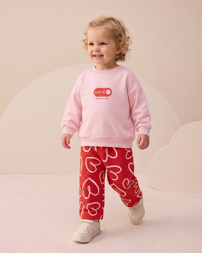 Heartful Pants & Sweater Set - Red/Pink/Purple - 6M-2Y