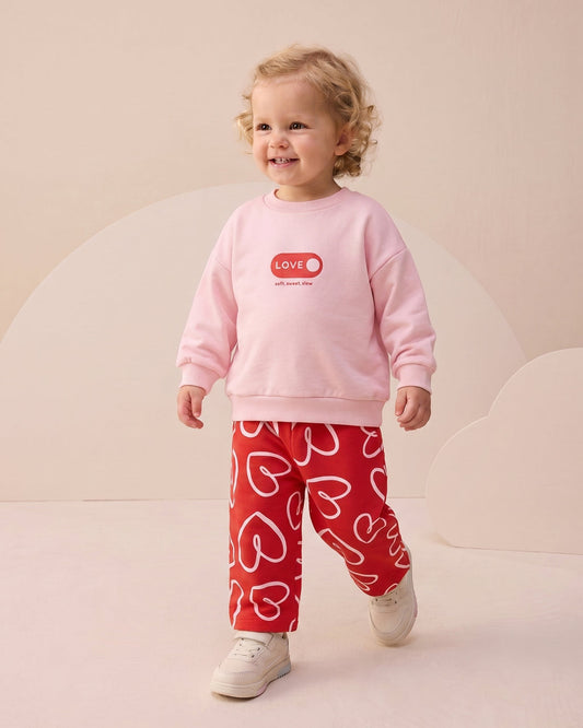 Heartful Pants & Sweater Set - Red/Pink/Purple - 6M-2Y