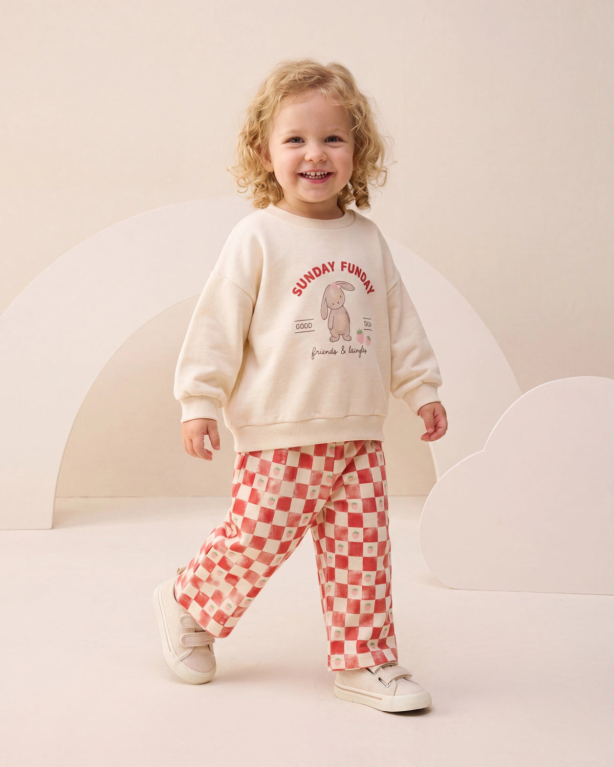 SUNDAY FUNDAY Pants & Sweater Set - Pink/Red/Blue - 6M-2Y
