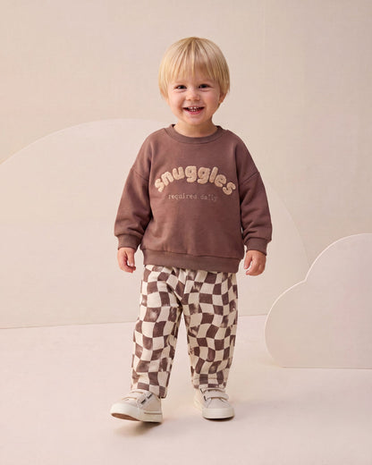 SNUGGLES Checkered Pants & Sweater Set - Anthracite/Brown - 6M-2Y