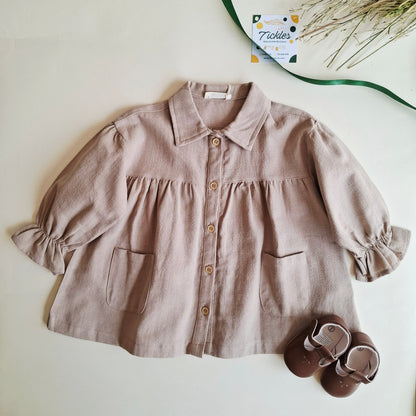 Autumn Breeze Dress - Green Pastel/Beige/Brown - 9M-4Y