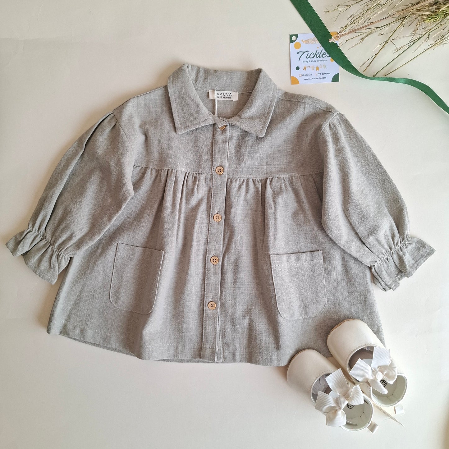 Autumn Breeze Dress - Green Pastel/Beige/Brown - 9M-4Y