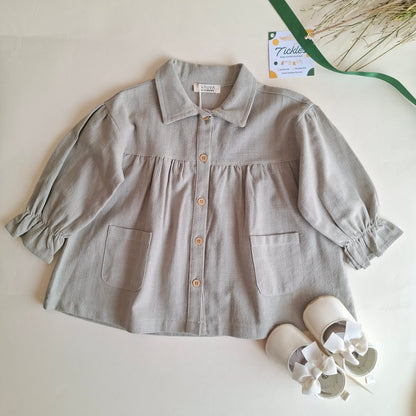 Autumn Breeze Dress - Green Pastel/Beige/Brown - 9M-4Y
