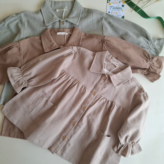 Autumn Breeze Dress - Green Pastel/Beige/Brown - 9M-4Y