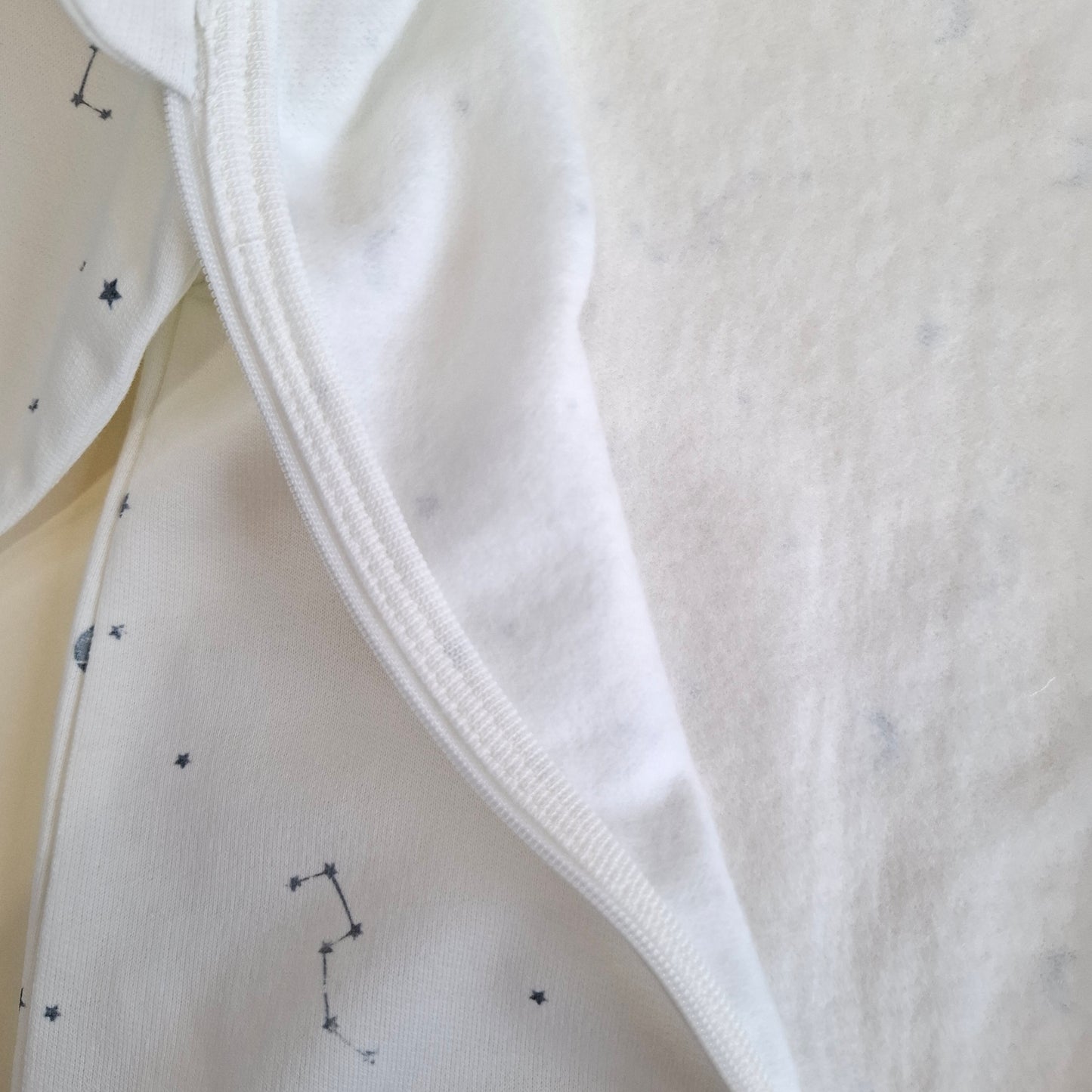 Zippered Fleeced Romper - White - 100% Organic Cotton - 3-24M