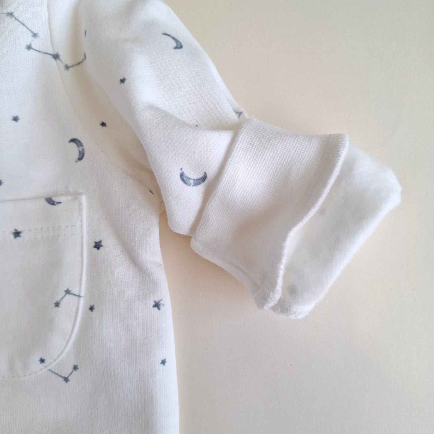 Zippered Fleeced Romper - White - 100% Organic Cotton - 3-24M
