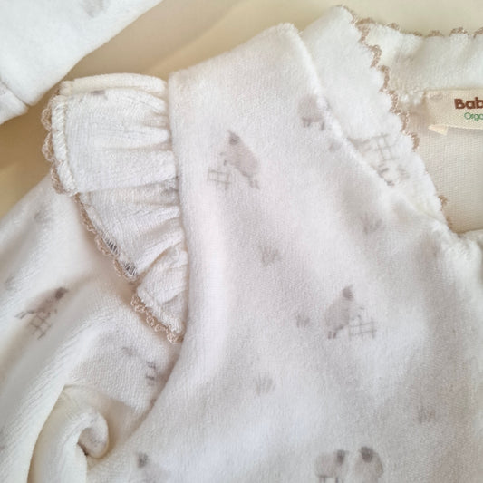 Zippered Romper - off-white - 100% Organic Cotton Velvet - 3-24M