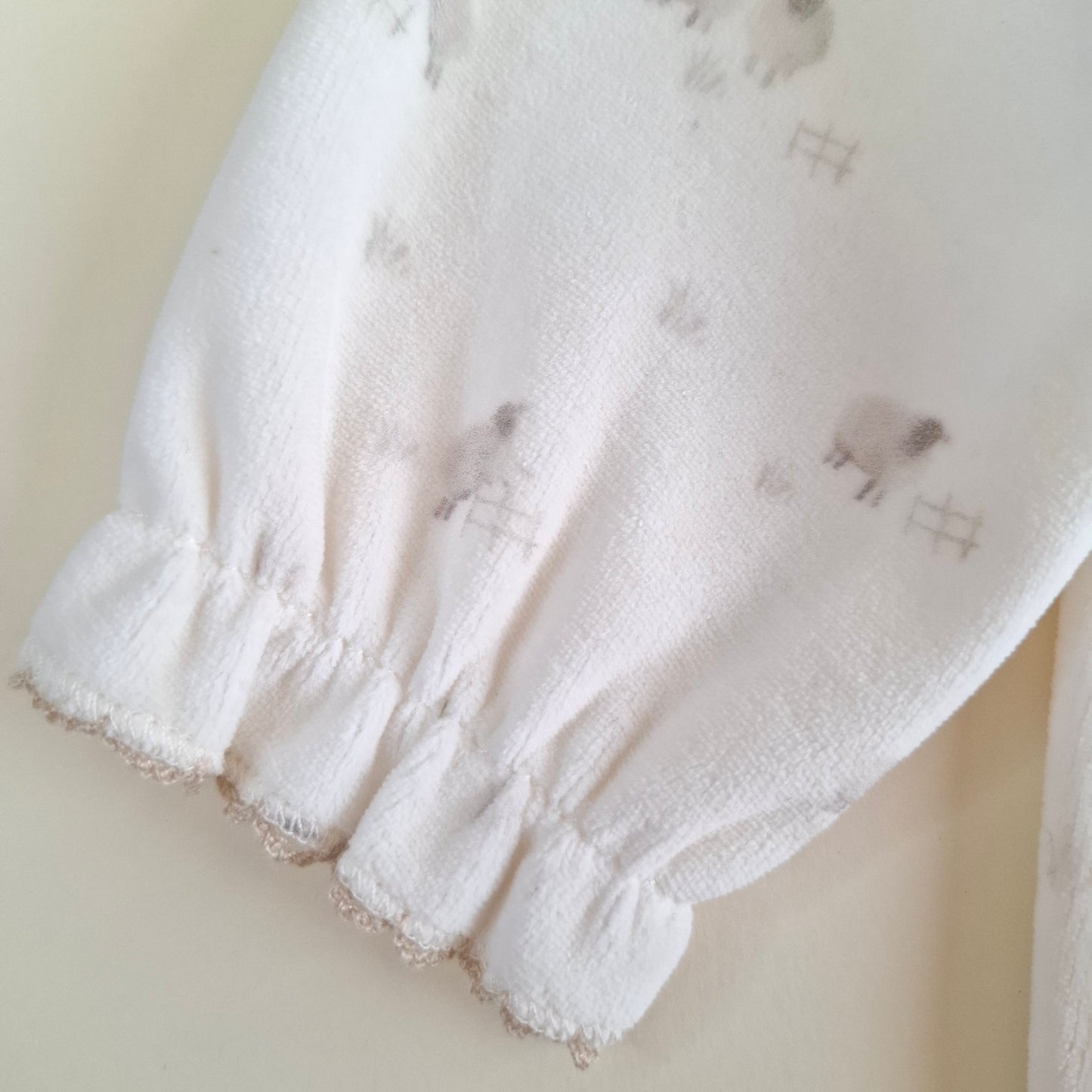 Zippered Romper - off-white - 100% Organic Cotton Velvet - 3-24M