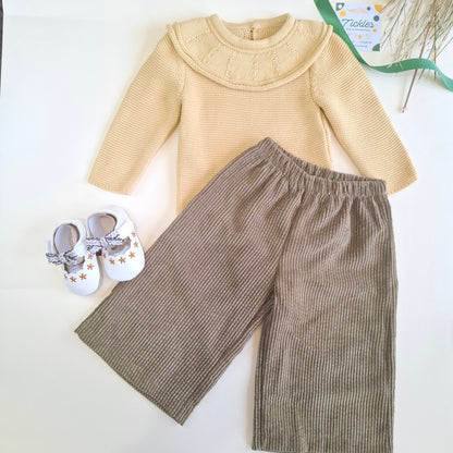 Thick Sweater & Wide Leg Pants Set - 3 Colors - 9M-3Y