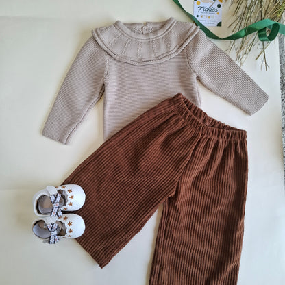 Thick Sweater & Wide Leg Pants Set - 3 Colors - 9M-3Y
