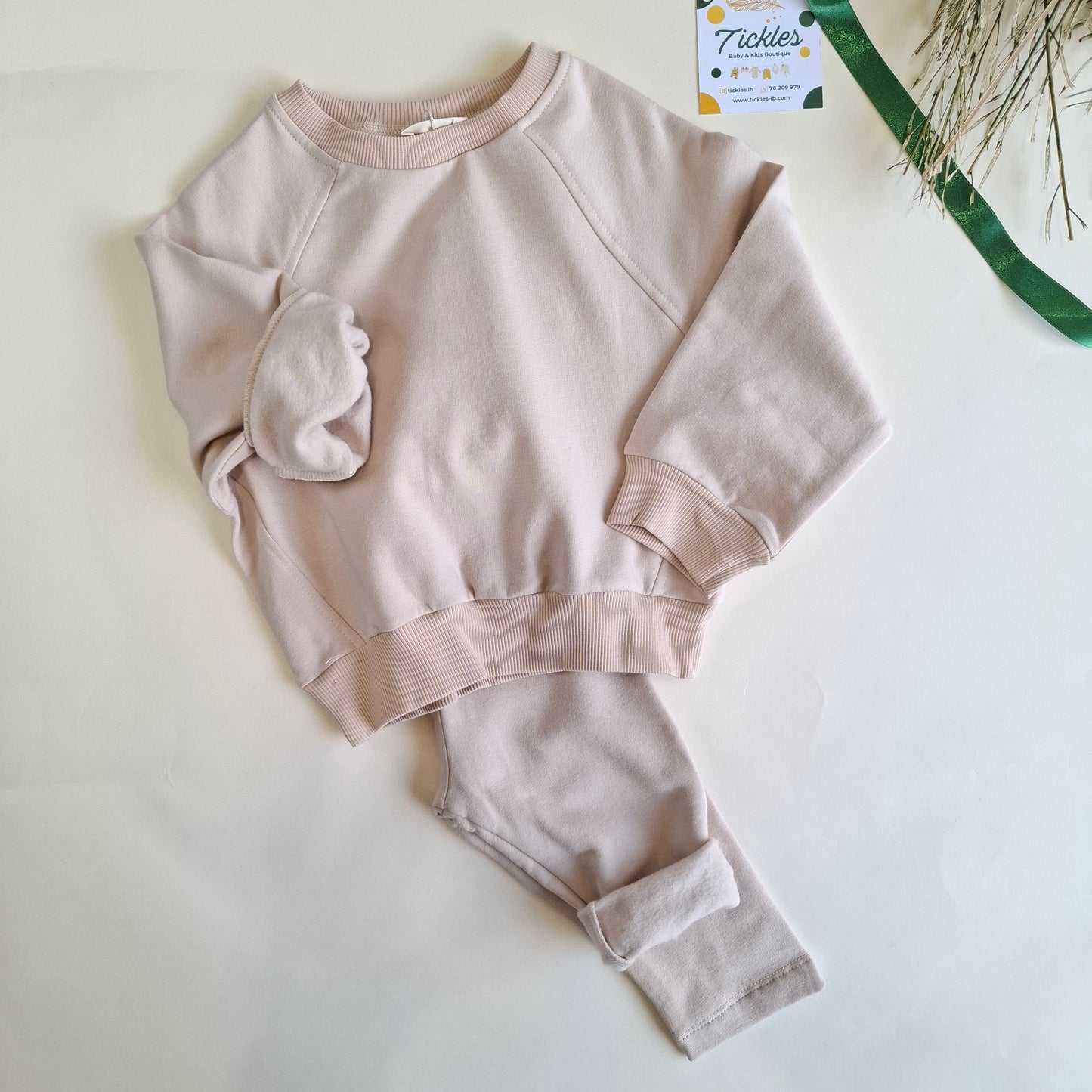 Snuggly Sweater & Legging light Fleeced Set - Orange/Pink - 1-6Y
