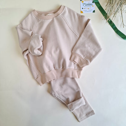 Snuggly Sweater & Legging light Fleeced Set - Orange/Pink - 1-6Y