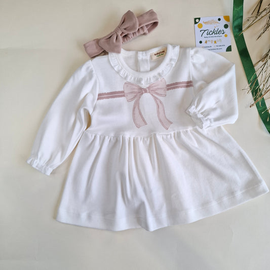 Dress with Headband Ribbon - Pink-Powder - 3-24M
