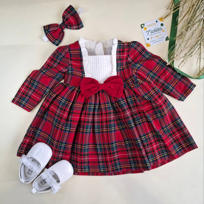 Merry and Bright Dress with Headband - 100% Cotton - 6-36M