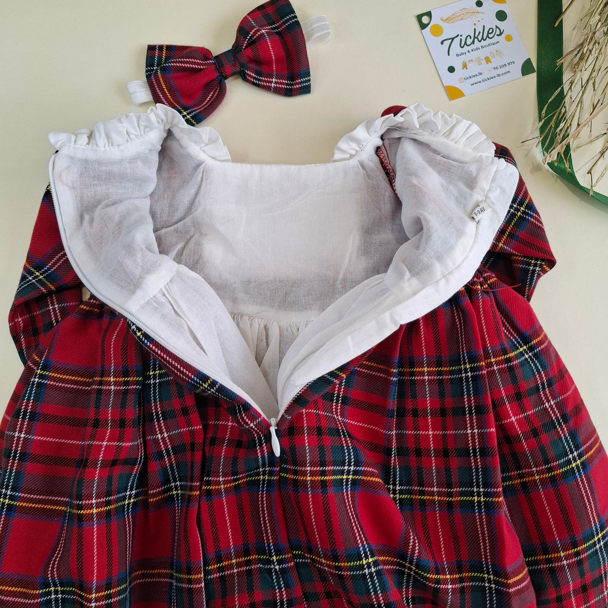 Merry and Bright Dress with Headband - 100% Cotton - 6-36M