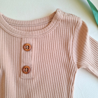 Long Sleeve Romper - Salmon - 0-24M