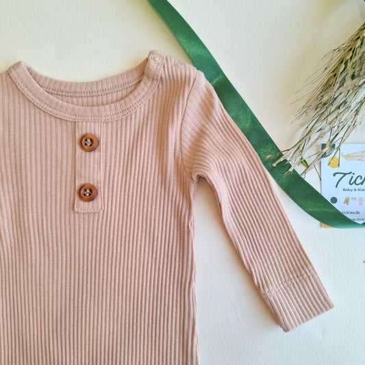 Long Sleeve Romper - Salmon - 0-24M
