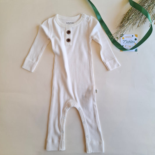 Long Sleeve Romper - Ecru - 0-24M