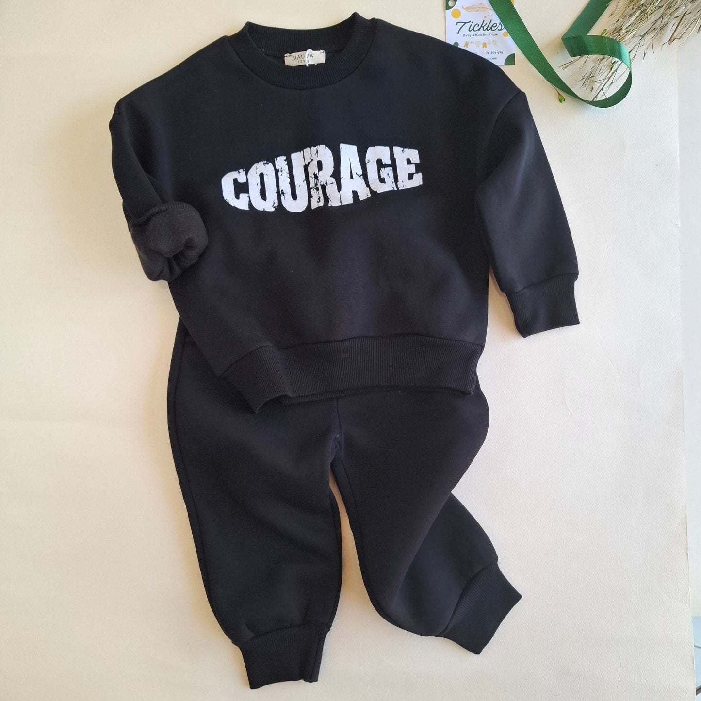 Courage Fleeced Set - Olive Green/Black - 1-6Y