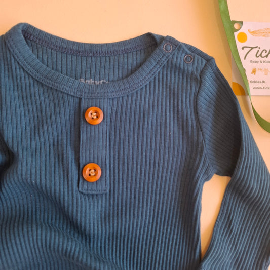 Long Sleeve Romper - Petrol Blue - 0-24M