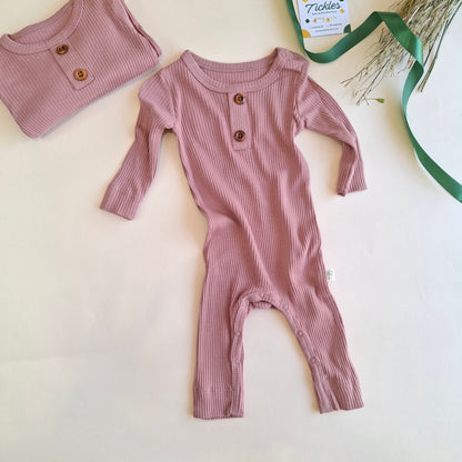 Long Sleeve Romper - Rose - 0-24M