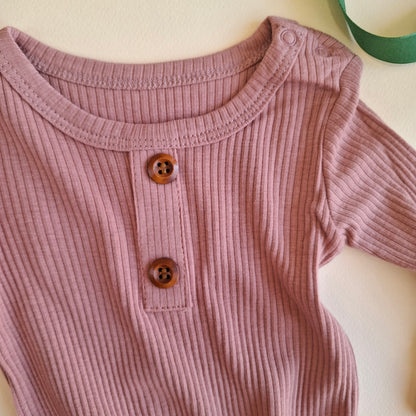 Long Sleeve Romper - Rose - 0-24M