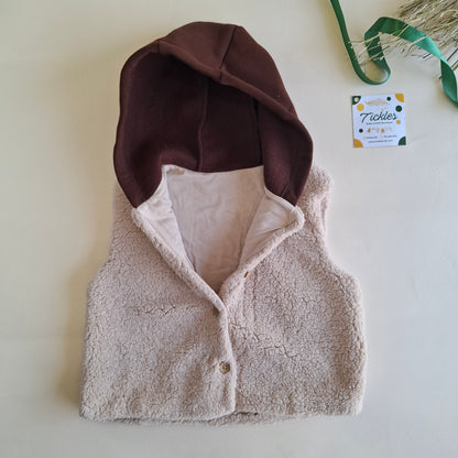 Shepherd Vest - Olive Green/Beige/Brown unisex- 9M-4Y