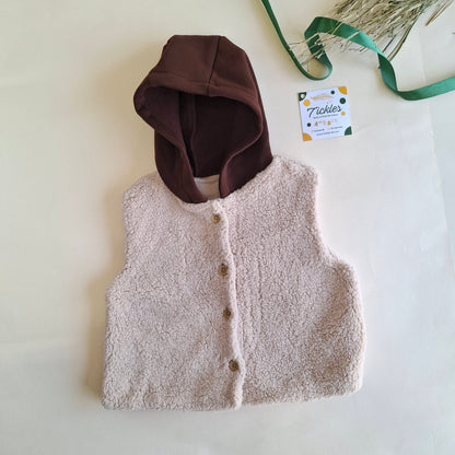 Shepherd Vest - Olive Green/Beige/Brown unisex- 9M-4Y