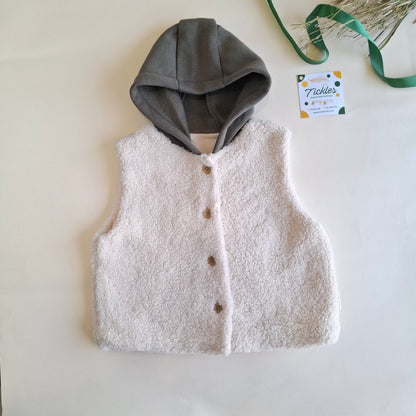 Shepherd Vest - Olive Green/Beige/Brown unisex- 9M-4Y