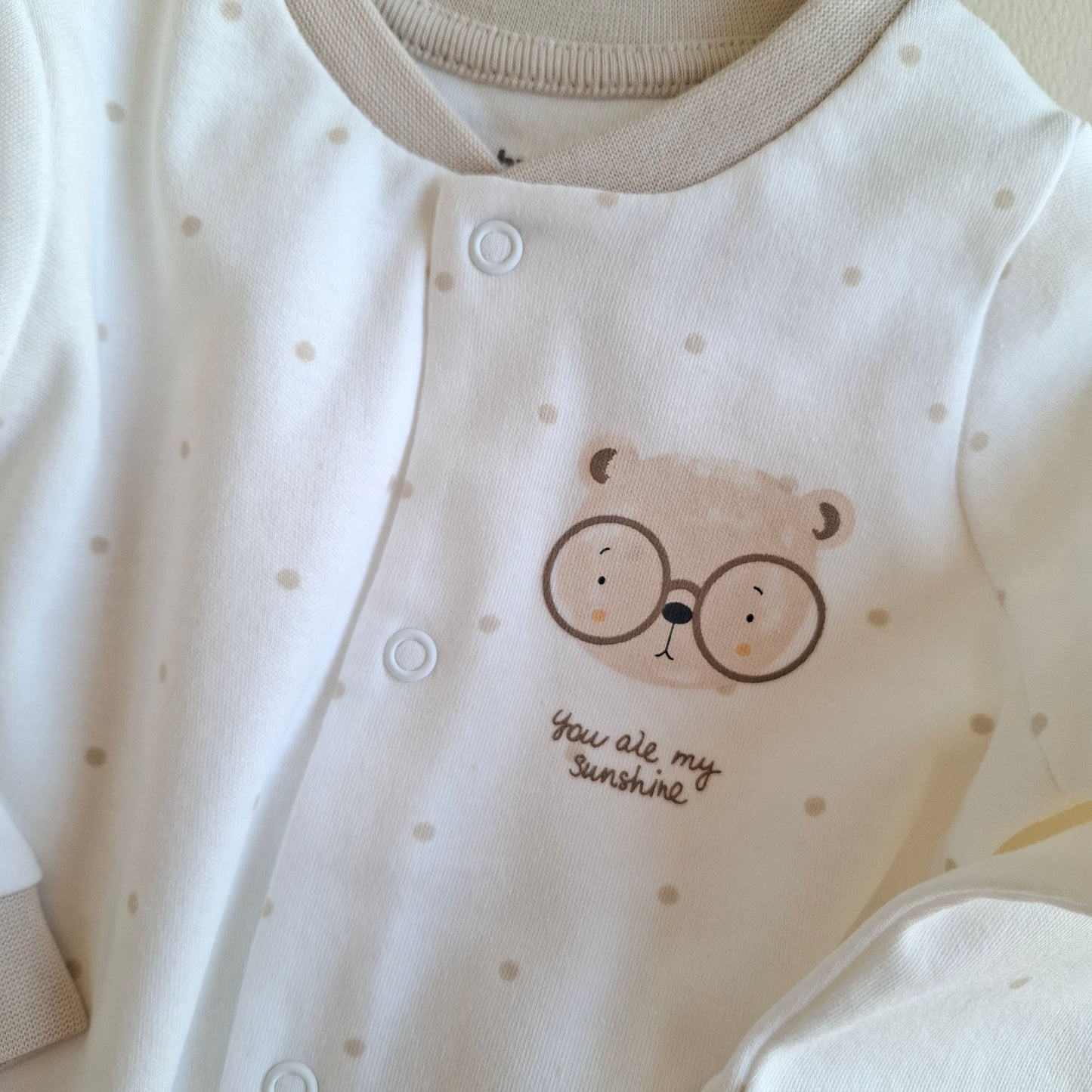 2 Pcs Footed Rompers Bear - 100% Organic Cotton - 0-9M