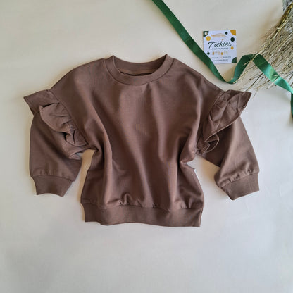 Ruffled Sweater in Muted Tones - Beige/Brown/Purple - 9M-4Y