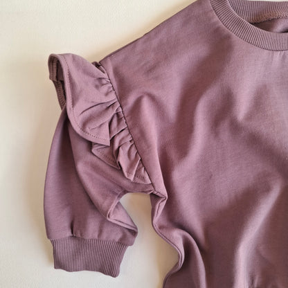 Ruffled Sweater in Muted Tones - Beige/Brown/Purple - 9M-4Y