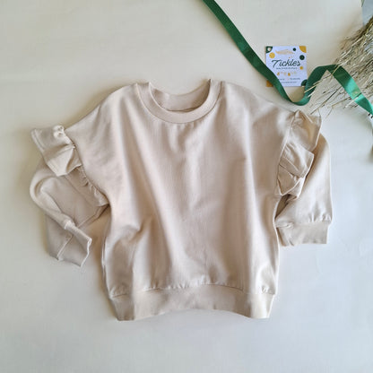 Ruffled Sweater in Muted Tones - Beige/Brown/Purple - 9M-4Y