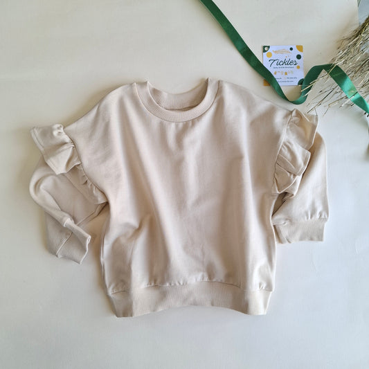 Ruffled Sweater in Muted Tones - Beige/Brown/Purple - 9M-4Y
