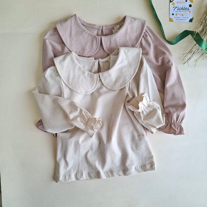 Petal Top - Beige/Pink - 1-6Y