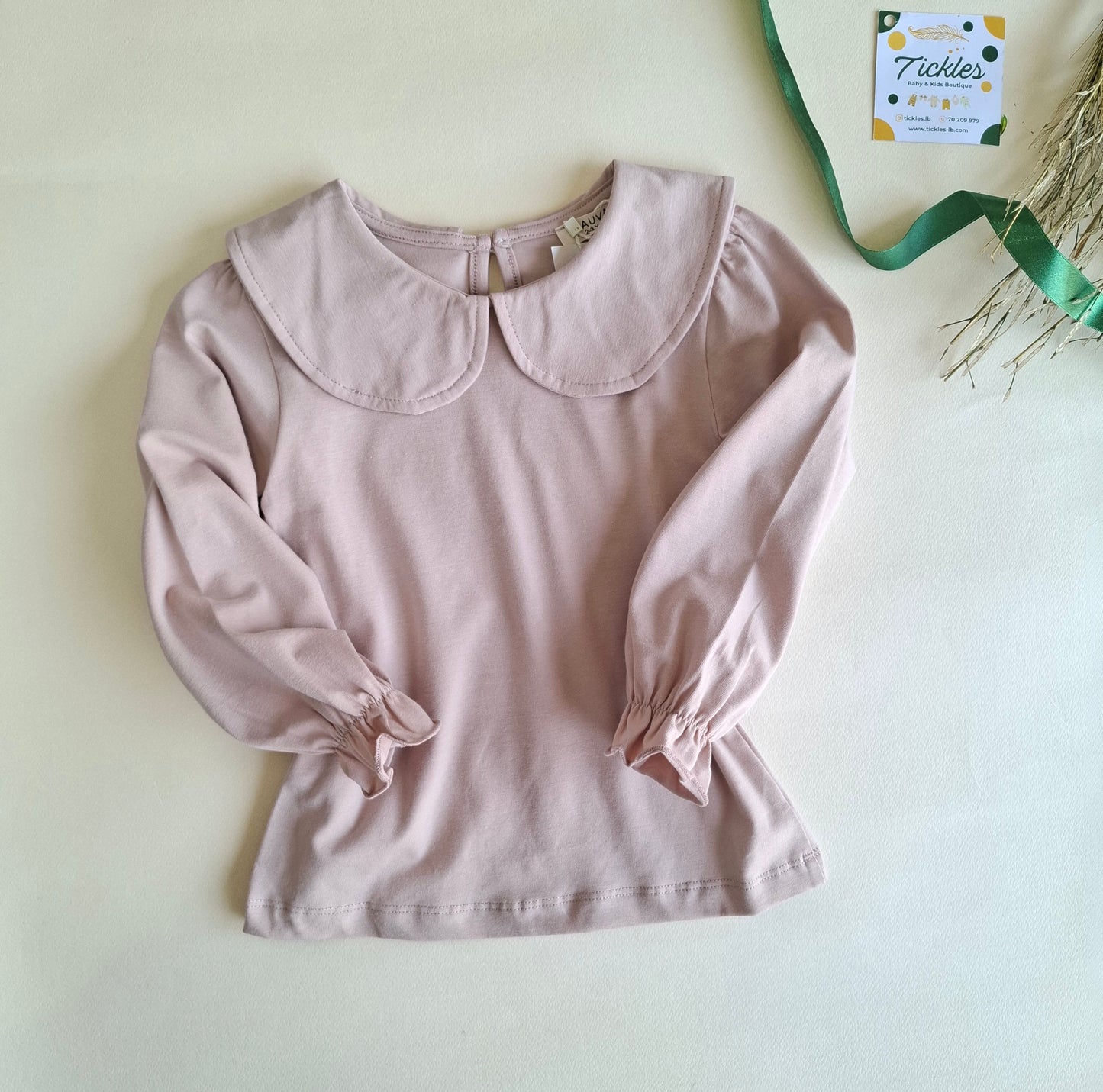 Petal Top - Beige/Pink - 1-6Y