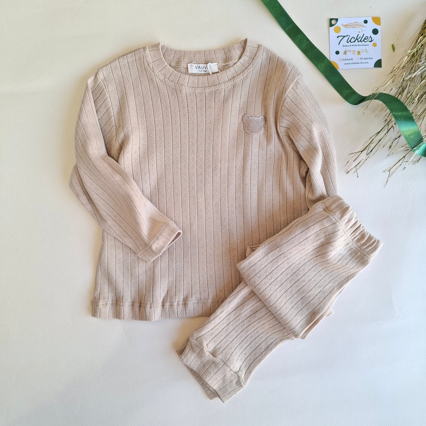 Bear Pyjamas - White/Blue/Beige - 1-6Y