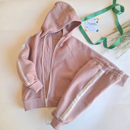 Fleeced Hoodie and Jogger Set - Pink/Blue/Purple - 3-24M