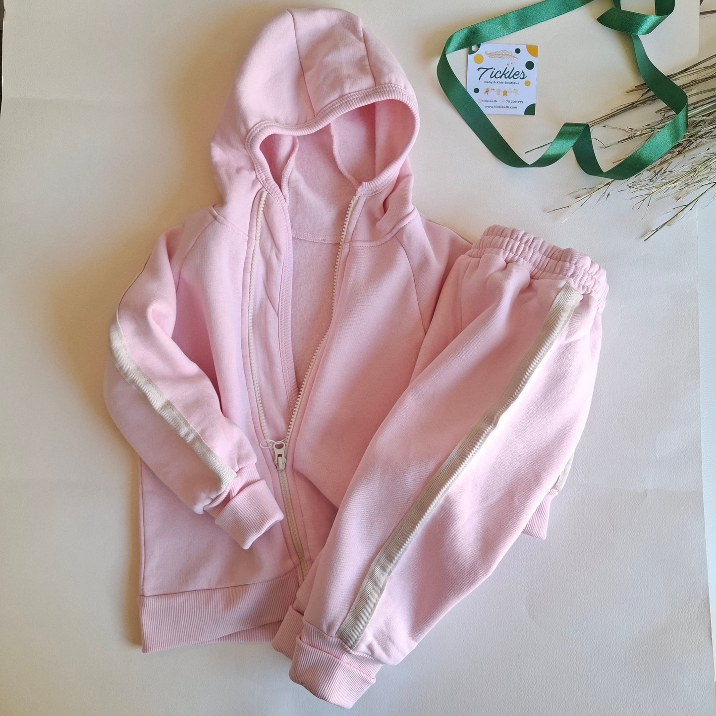 Fleeced Hoodie and Jogger Set - Pink/Blue/Purple - 3-24M